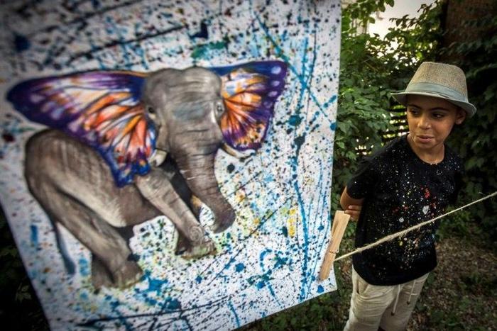 Aid workers soon noticed that 10-year-old Farhad Noory, who has lived in a Belgrade refugee camp for eight months, had artistic talents