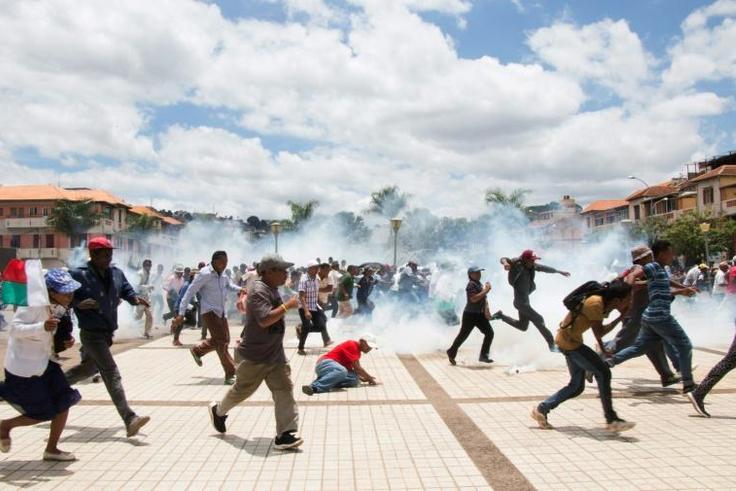 Madagascan security forces fired tear gas to break up a protest by supporters of losing presidential candidate Marc Ravalomanana, who claims fraud in last month's election