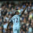 Manchester City striker Kelechi Iheanacho celebrates after scoring their first goal during the English Premier League match against Southampton at the Etihad Stadium in Manchester, north-west England, on October 23, 2016