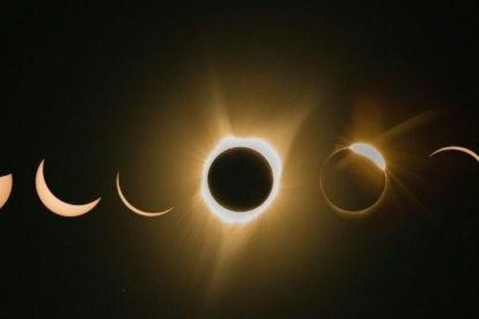 Phases of Monday's total solar eclipse as seen in Madras, Oregon, among the first places to experience the celestial phenomenon