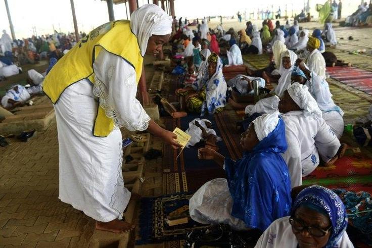 Worshippers at Sunday prayer at the Nasrul-lahi-li Fathi Society of Nigeria, where Islam is going evangelical