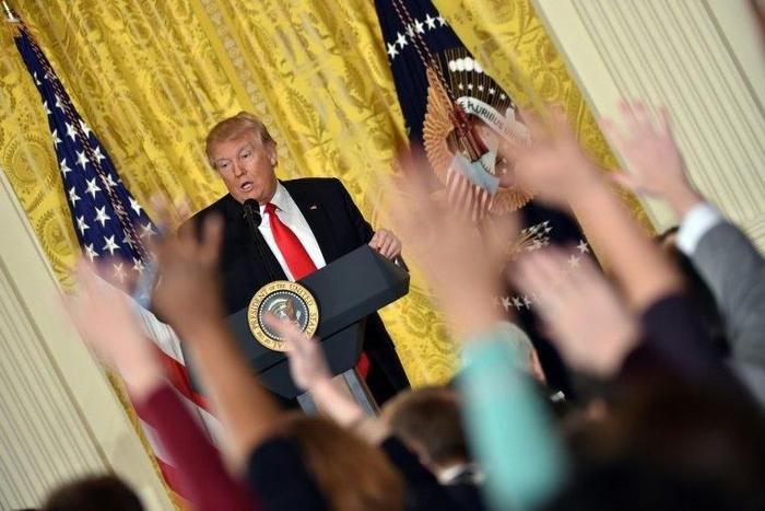 US President Donald Trump speaks during a press conference on February 16, 2017, at the White House in Washington, DC