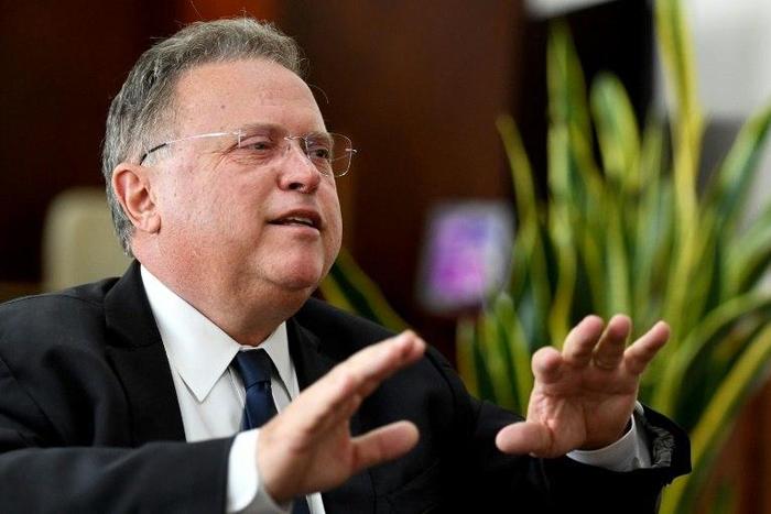 Brazilian Agriculture Minister Blairo Maggi speaks during an interview with AFP at the Ministry of Agriculture, Livestock and Food Supply in Brasilia, on March 23, 2017