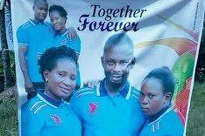 Here is a banner proudly put on display, announcing the wedding ceremony