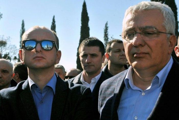 Montenegro's opposition leaders Andrija Mandic (R) and Milan Knezevic (L) deny involvement in an alleged coup attempt