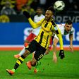 Dortmund's forward Pierre-Emerick Aubameyang (L) and Leipzig's defender Willi Orban (R) vie for the ball during the German First division Bundesliga football match between Borussia Dortmund and RB Leipzig, on February 4, 2017
