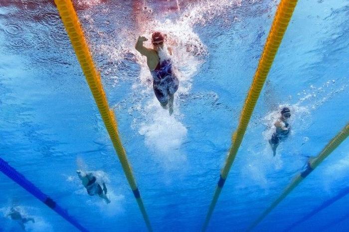 USA's Katie Ledecky competes in the 400m freestyle final during the 2017 FINA World Championships, in Budapest, on July 23
