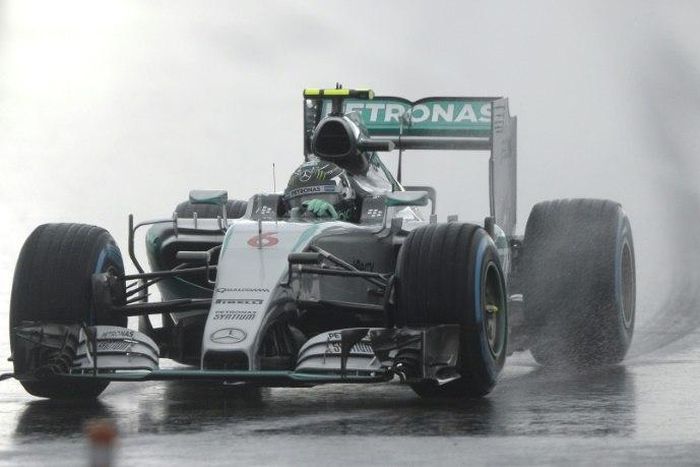 Nico Rosberg drives his Mercedes in a practice session for the 2015 Russian Formula One Grand Prix at Sochi