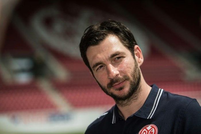 Sandro Schwarz, the new head coach of Bundesliga football club Mainz 05, is seen at his official presentation on May 31, 2017 at the Mainz stadium in western Germany
