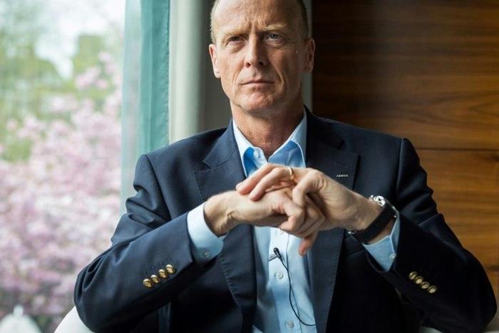 Airbus Group CEO Tom Enders poses during an interview for AFP in Amsterdam on April 12, 2017