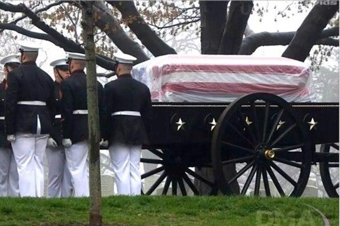This US Defense Department photo shows the casket of former NASA astronaut John Glenn, the first American to orbit the Earth, ahead of his burial with military honors at Arlington National Cemetery