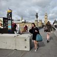 Newly installed barriers on Westminster Bridge in London on Monday. A car drove into pedestrians on the bridge on March 22 in a terrorist attack. 