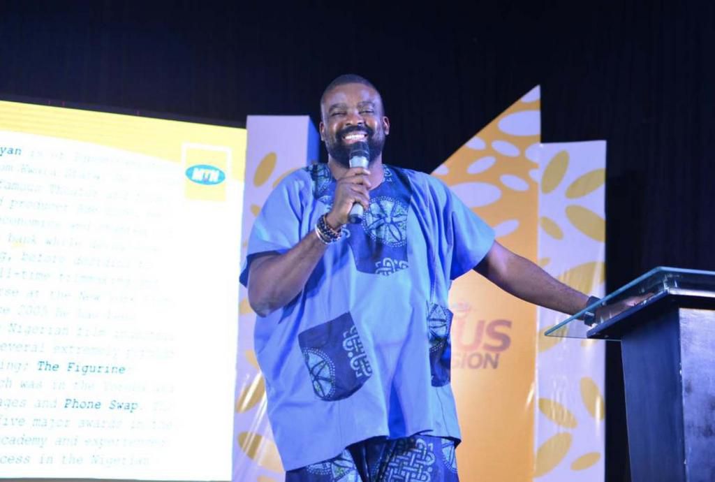 Popular film maker and actor, Kunle Afolayan, speaking at the MTN Pulse Campus Invasion, Kwara State