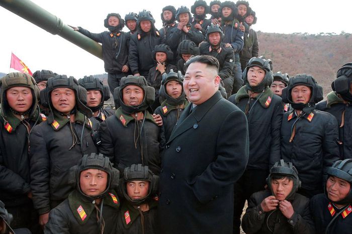 North Korean Leader Kim Jong Un guiding the Korean People's Army Tank Crews' Competition 2017 in an undated photo released by North Korea's Korean Central News Agency.