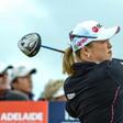 Ha Na Jang of South Korea tees off on the final day of the Australian Open Golf Tournament at the Royal Adelaide Golf Club on Febuary 19, 2017