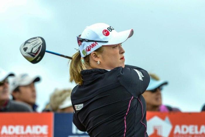 Ha Na Jang of South Korea tees off on the final day of the Australian Open Golf Tournament at the Royal Adelaide Golf Club on Febuary 19, 2017