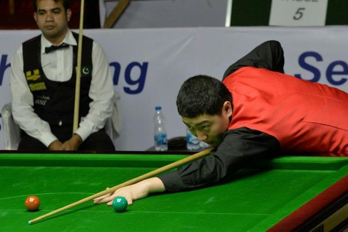 Yan Bingtao, pictured in 2014, threatened at one point to become the youngest player to win a match at the championships at the Crucible Theatre
