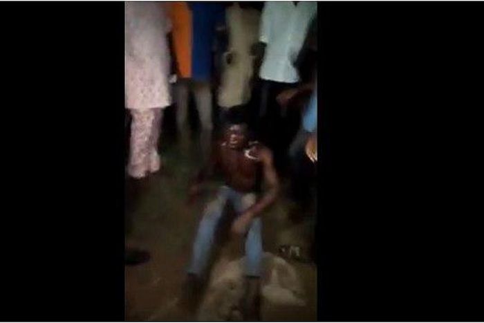 The suspected Badoo gang member being given the beating of his life