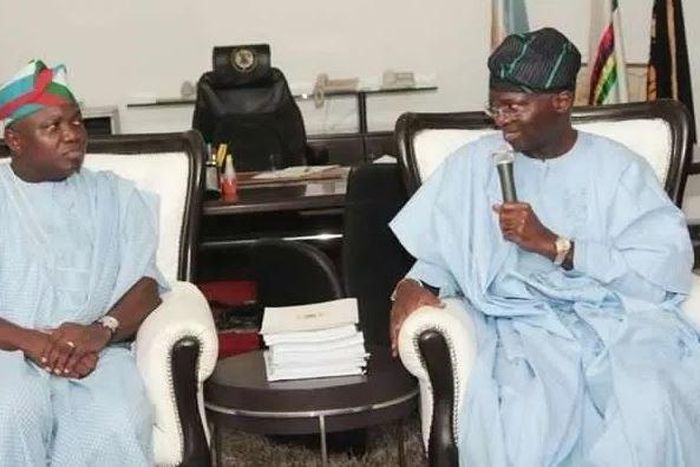 Gov Akinwunmi Ambode and ex-Gov Babatunde Fashola