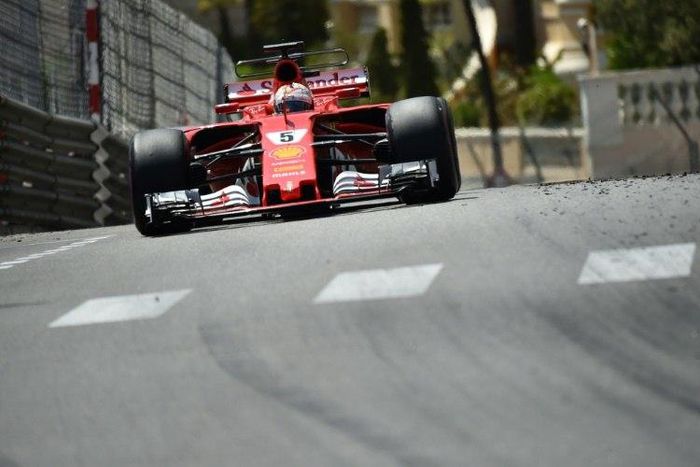 Ferrari's German driver Sebastian Vettel drives during the Monaco Formula 1 Grand Prix at the Monaco street circuit, on May 28, 2017 in Monaco