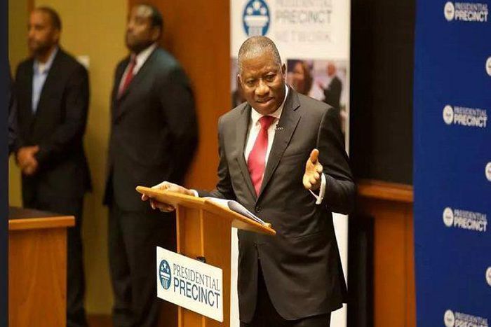 Ex-President Jonathan speaking to U.S. Legislators