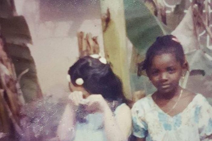 Throwback photo of Annie with old friend, April