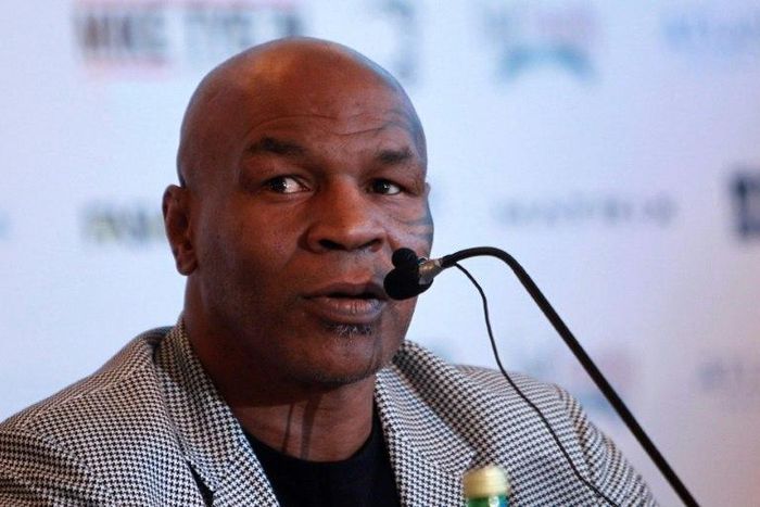 Former world heavyweight boxing champion Mike Tyson gives a press conference in Dubai on May 4, 2017