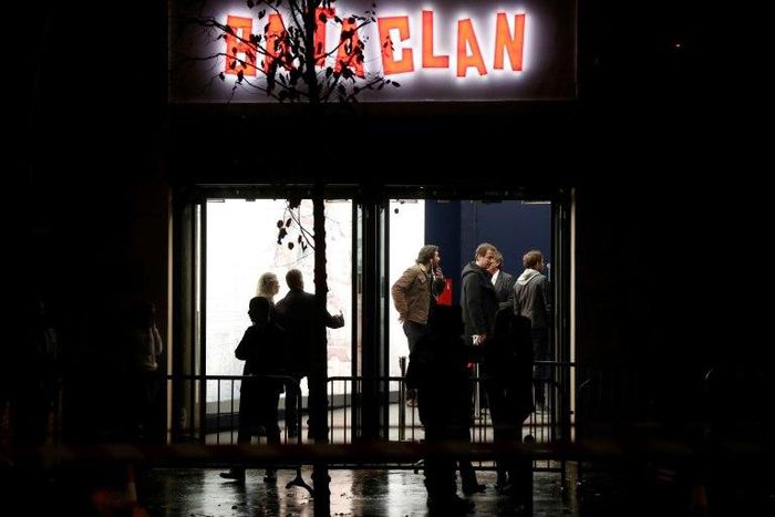 Armed men wearing explosive belts stormed in and killed 90 people at the Bataclan concert hall in Paris on November 13, 2015