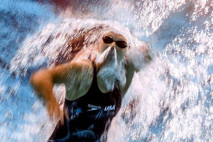 US swimmer Katie Ledecky competes in the women's 800m freestyle heats at the world championships in Budapest on July 28, 2017