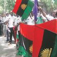 Biafran flag being waved at a protest