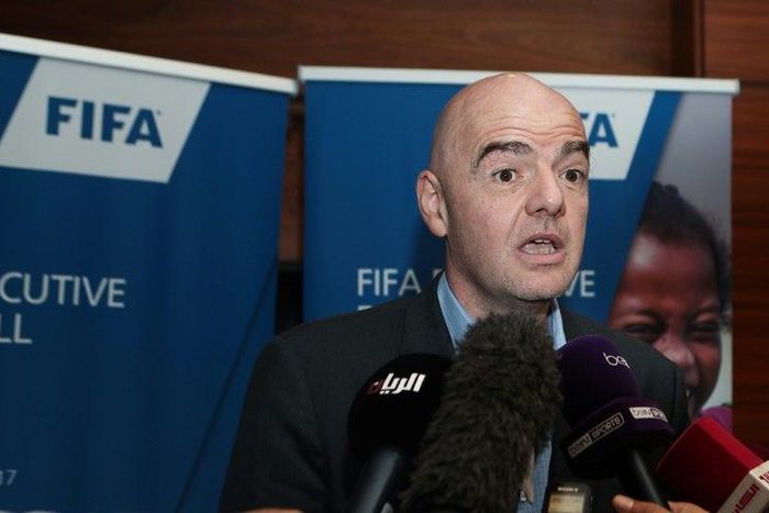 FIFA President Gianni Infantino, pictured in February 2017, says that the minor hiccups they're experiencing in making video assistant referees a reality has more to do with the training of the referees