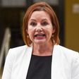 Sussan Ley addresses the media in Albury at the back door of her office over expenses.