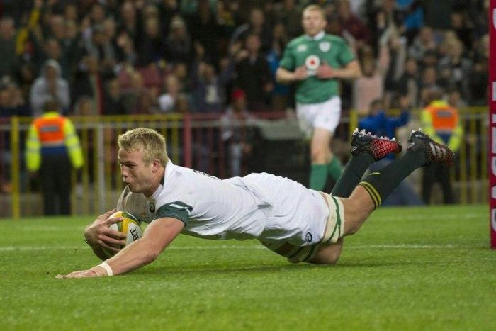 South Africa's Pieter-Steph du Toit, scoring in June 2016, has been consistently impressive this year for Western Stormers in Super Rugby and South Africa in nine Tests