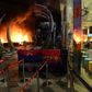 A fire tore through a giant model of King Kong during the premiere of the "Kong: Skull Island" in Ho Chi Minh City on March 9, 2017
