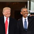 Barack Obama (right) pictured with Donald Trump at the White House in Washington, DC on January 20, 2017