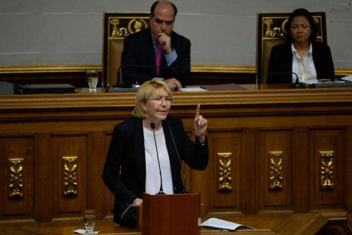 Attorney General Luisa Ortega, the most high-profile official to break ranks with Venezuelan President Nicolas Maduro, speaks at during a session of the National Assembly in Caracas, on July 3, 2017