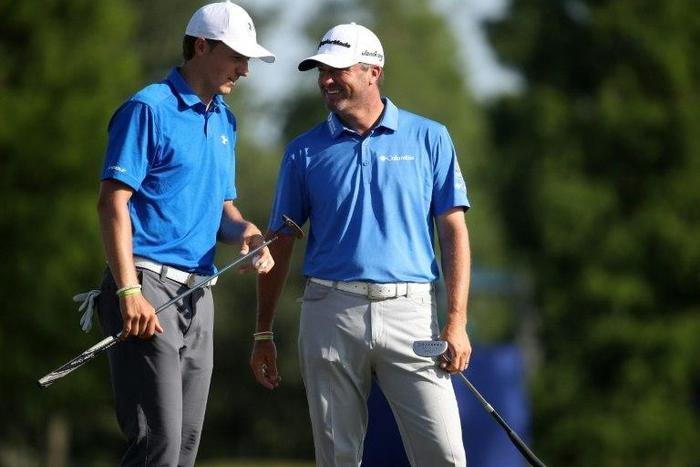 Jordan Spieth and Ryan Palmer share the lead at the PGA Zurich Classic on six-under-par 66