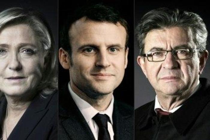 French presidential election candidates (L-R) Francois Fillon, Benoit Hamon, Marine Le Pen, Emmanuel Macron and Jean-Luc Melenchon