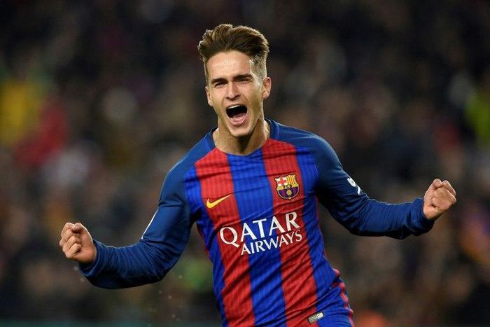 Barcelona's Denis Suarez celebrates after scoring the opener against Real Sociedad during the Spanish Copa del Rey quarter final second leg football match at Camp Nou stadium in Barcelona on January 26, 2017