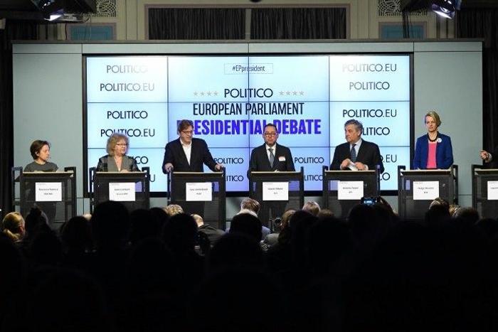 European Parliament's presidential candidates attend a debate in Brussels, on January 11, 2017