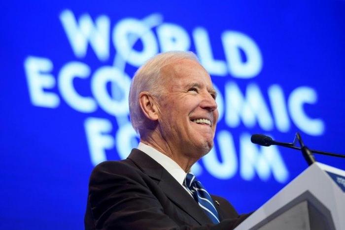 Outgoing US vice president Joe Biden addresses the assembly on the second day of the World Economic Forum, on January 18, 2017 in Davos.