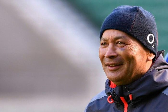 England's coach Eddie Jones watches his players during the captain's run training session at Twickenham stadium in south west London on February 3, 2017, on the eve of the rugby union 6 Nations match between England and France