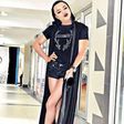 Bobrisky dazzles in an all black attire.
