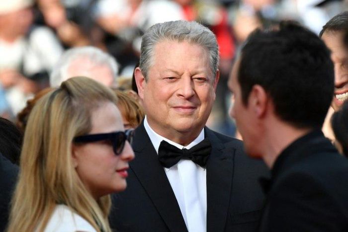 Sunny outlook: Former US Vice President Al Gore, pictured here for the screening in Cannes on Monday of 'The Killing of a Sacred Deer', says momentum on tackling climate change is now irreversible