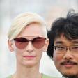 British actress Tilda Swinton and South Korean director Bong Joon-ho are promoting the film 'Okja' at the Cannes Film Festival in southern France