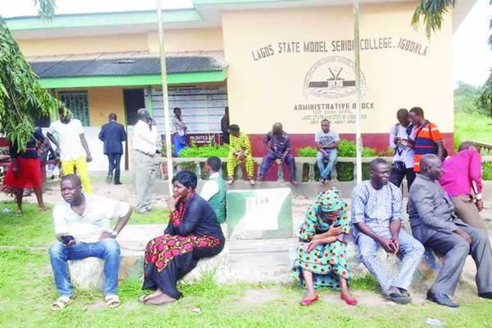 Sympathisers and Parents of the six Kidnapped students in the school.