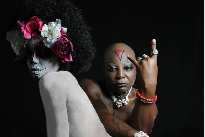 Charly Boy with one of his virgins