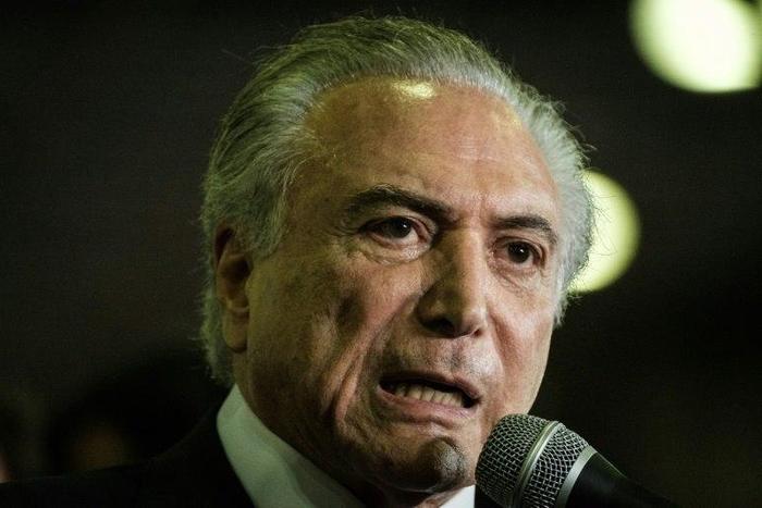 Brazil's President Michel Temer delivers a speech in Rio de Janeiro on April 4, 2017