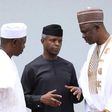 Acting President, Yemi Osinbajo (middle) with Stephen Ocheni (right) and Suleiman Hassan (left) at the swearing in ceremony