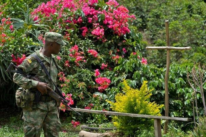 The Colombian army, pictured, has been battling the leftist National Liberation Army (ELN) since 1964